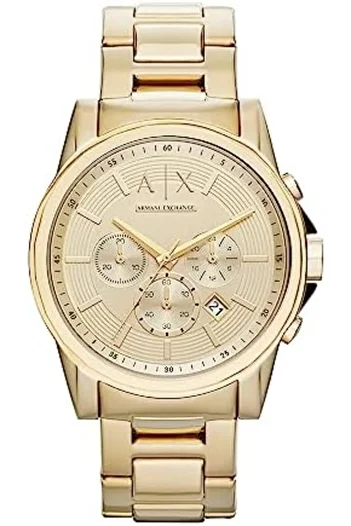 Armani Exchange Mens Gold Plated Chronograph Dress Watch AX2099