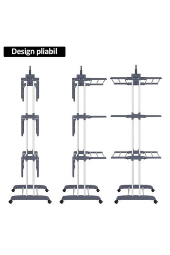 NEXTLY Uscator Vertical Pentru Rufe Si Incaltaminte , 3 Niveluri, Suport Umerase, Pliabil, Portabil