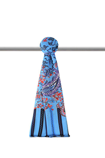 Bursa İpek Turquoise Ivy Pattern Soft Shawl