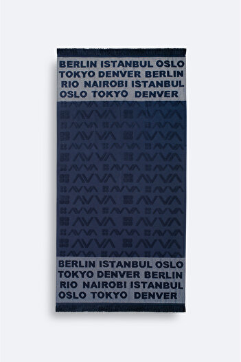 Avva Ανδρική πετσέτα Navy Blue Jacquard City Written A51Y8200