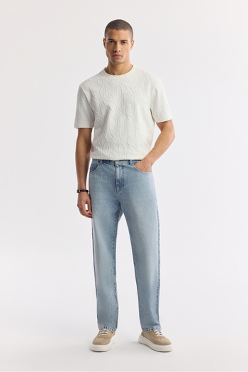 Avva Men's Tokyo Straight Fit Light Blue 100% Cotton Jean Pants A51Y3546