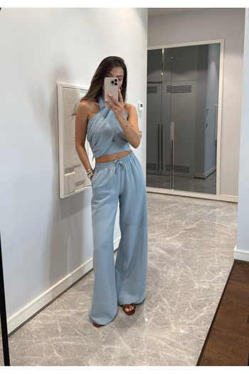 My Blog Kék Halterneck Bustier nadrágkosztüm - 30352