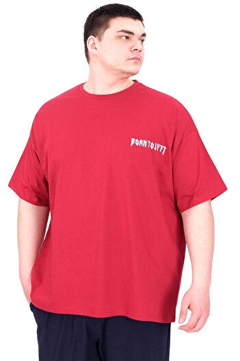 ModeXL Mode XL Великий розмір Чоловіча футболка з велосипедним коміром BORN TOLYFT U25029 Бордовий