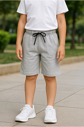 Mcr Light Gray Pique Children's Shorts - Pockets