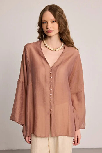 Gusto Relaxed Cut Tunic - Brown