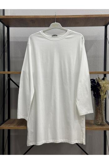 ÖZNE BUTİK Women's 100% Cotton Crew Neck Basic Combed Cotton Tunic
