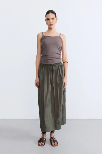 Gusto Thin Strap Viscose Undershirt - Brown