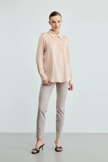 Gusto Pink Silky Satin Shirt