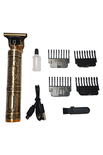 NEXTLY Hair Trimmer and Contouring Device, T-Shape, 0mm Cutting Distance, Built-in Battery, Gold