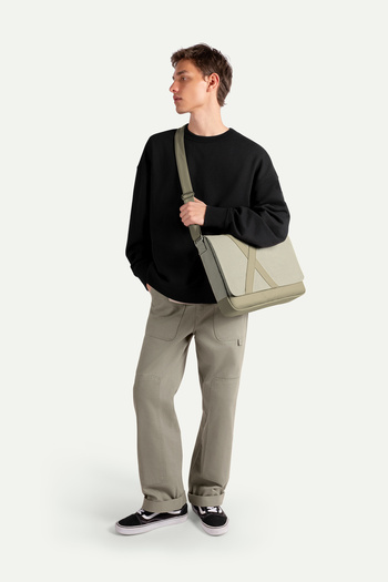 KAFT Unisex Yatay Postacı Çantası - Nevend - Concrete