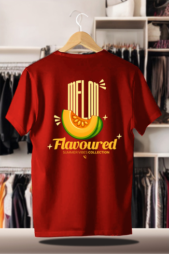 CC STORE Cotton Oversize Printed 3 Thread Raised Red T-Shirt |   Summer Summer Melon Melon Flavored