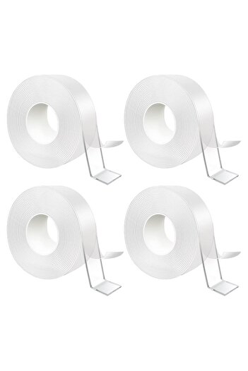 NEXTLY Set of 4 X Transparent Double-sided Adhesive Tape, 5 Meters/piece, Strong Adhesive, Durable