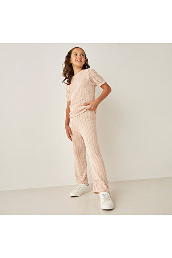 ELIGO Ribbed Wide-Leg Pants