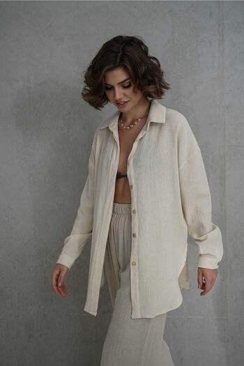 BOHEMAİ Jovena Hidden Button Detail Natural Shirt