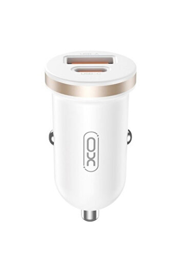 REDz Accessories Adaptor auto XO-CC56, porturi duble, USB + Tip-C, încărcare rapidă PD30W, alb