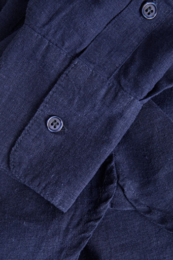 JJXX Women's Jxjamie Oversize Long Sleeve Linen Shirt 12269668   Navy Blue