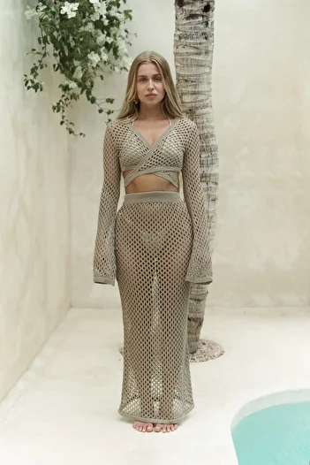 BOHEMAİ Mink Knitwear Set - Anse Button Detailed
