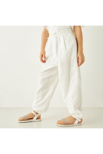 ELIGO Schiffli Textured Pants with Elasticated Waistband