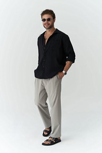 MAİ COLLECTİON Jeremy Black Men's Shirt