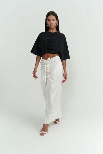MAİ COLLECTİON Λευκή φούστα Nario Gathered Midi Length