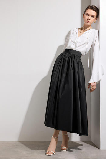 Touché Privé Taffeta Skirt with Belt