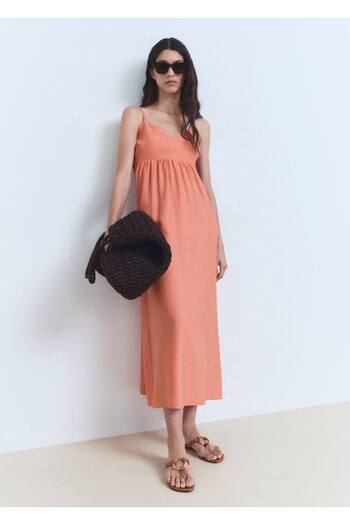 MANGO Woman Cut Out Detailed Midi Dress