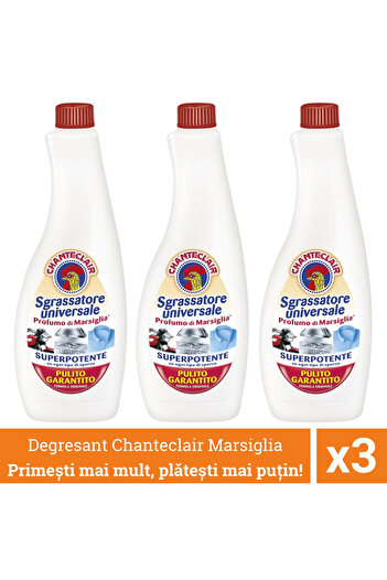 chante clair Balení 3 ks náhradních náplní univerzálního odmašťovače s roztokem Marsiglia, Chanteclair Sgrassatore, 1800 ml