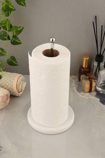 serenadekor Krom Kaplama Beyaz Mermer Kağıt Havluluk Mutfak - Banyo Rulo Peçetelik