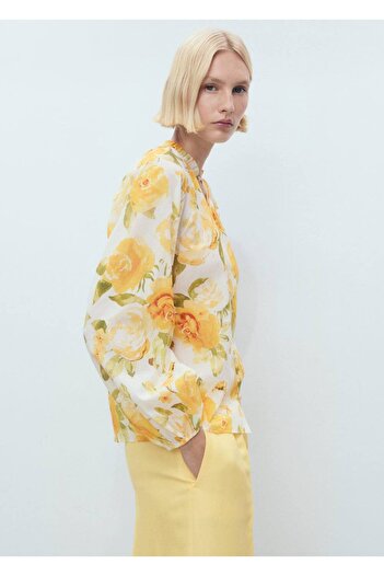 MANGO Woman Floral Pattern Cotton Blouse