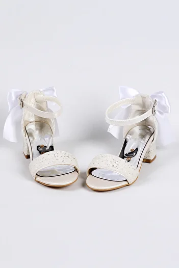 NS Little Glittery and Bow Girls' High Heels, Evening Dress Shoes, New Season