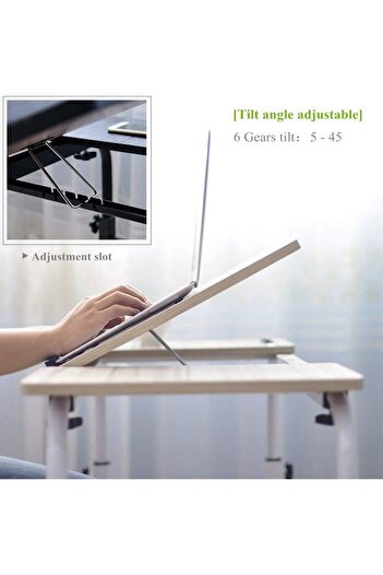 1st Adjustable Mobile Bed Table - Swivel Wheels - Multi-Purpose