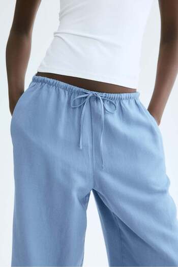H&M Straight Linen-blend Trousers