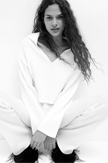 H&M Flared cable-knit look trousers