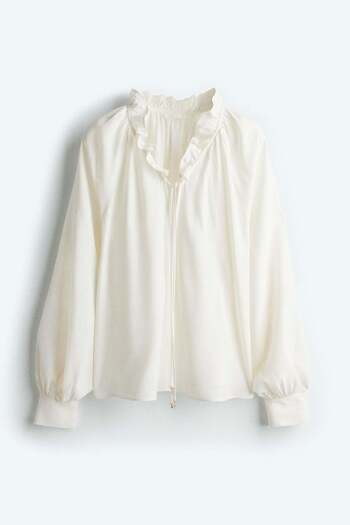 H&M Frill-trimmed drawstring blouse