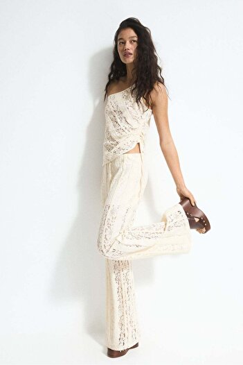 H&M Lace-look jersey trousers