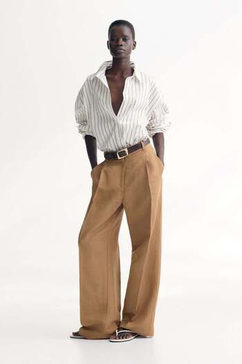 H&M Wide Linen-blend Trousers