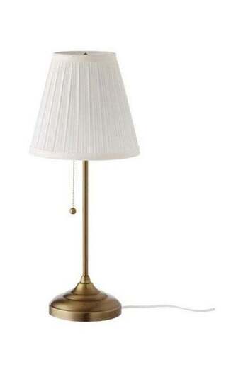 Generic Bedside Metal Table Lamp Fabric Lampshade Pull Cord Switch Bedside Table Bedroom Table Lamp
