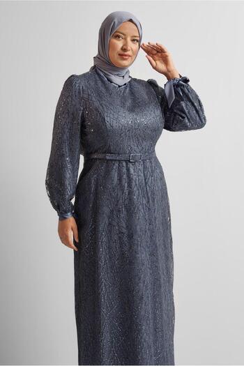 Alvina Belted Plus Size Evening Dress 50442