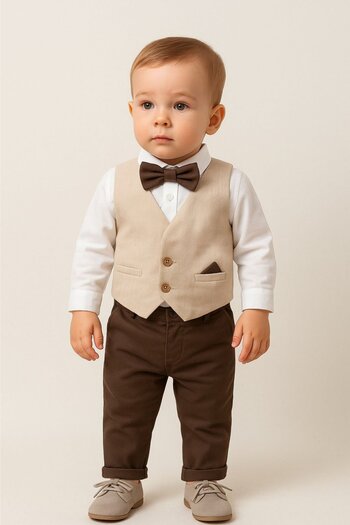 Cassiope 4 Piece Invitation Special Occasion Eid Baby Boy Suit with Vest and Bow Tie