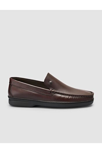 Cabani %100 Hakiki Deri Dikiş Detaylı Kahverengi Loafer Ayakkabı