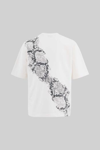 Machinist Men's Crocodile Printed Oversize Ecru T-Shirt