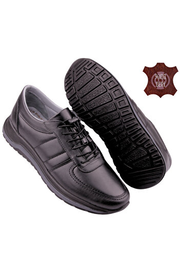 DETECTOR Men's Black Genuine Leather Orthopedic Casual Shoes Ry926p