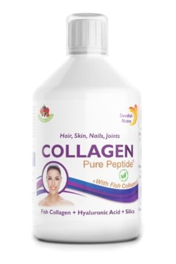 Swedish Nutra Collagen Pure Liquid 10000mg With Fish Collagen, Hyaluronic Acid and Silica 500ml