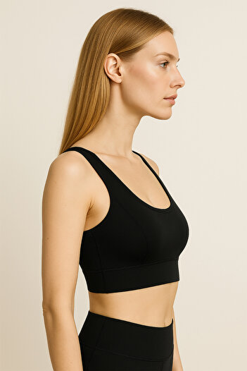 HNX Thick Strap Recovery Sports Bustier |   Black