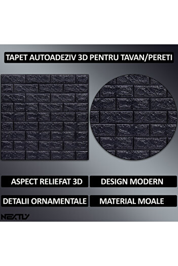 NEXTLY Set of 100 X 3D Self-Adhesive Wallpaper, For Ceiling/Wall, Brick Design, Waterproof, Adjustable