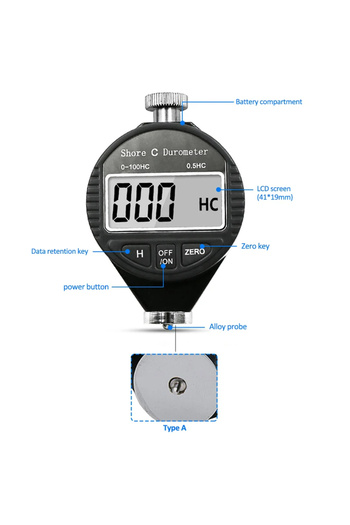 Choice1 0-100HA Digital Shore Hardness Durometer Digital Hardness Tester Hardness Meter Shore 0-100 A/C/D Fo