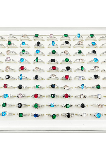 Choice mix size(16-20mm) 20pcs silver color 20pcs/Lot Wholesale Mix Colors Crystal Finger Rings for Wedding