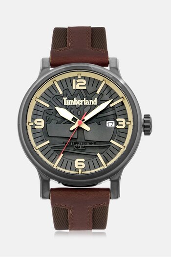 Timberland Men TDWGN0029104 Leather Analog Watch 45 mm, Brown
