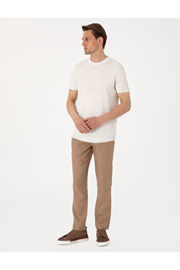 Pierre Cardin Kahverengi Carrot Fit %100 Keten Kanvas Pantolon 50285714-VR197