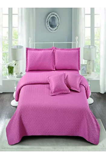 RISHAHOME 6-Piece Ultrasonic Comforter Set King Size – Oriental Pink, with Fitted Sheet & Pillow Case
